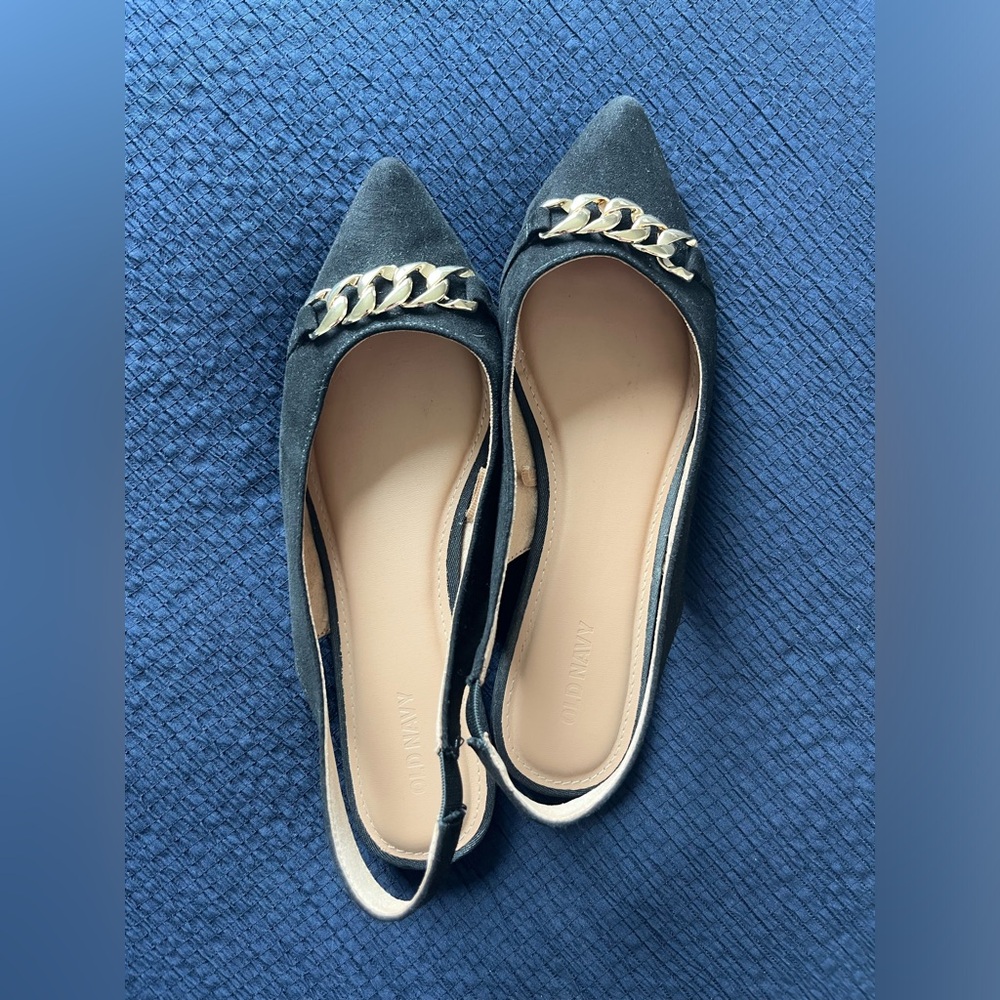 Pointed Black Ballet Sling Backs